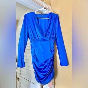 ***NWT***Mica’s Elegant Royal Blue Women's Long Sleeve Short Dress